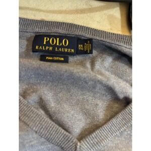 POLO RALPH LAUREN V-NECK PIMA COTTON PULLOVER SWEATER GRAY MENS XXL EXCELLENT